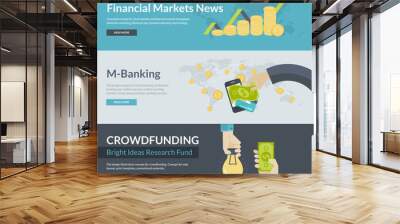 Flat design concepts for finance, m-banking, crowdfunding Wall mural