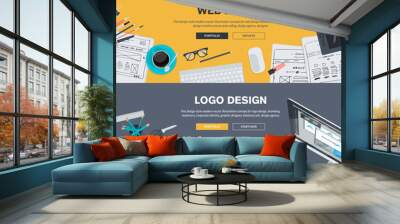 Flat design concepts for web design development, logo design Wall mural