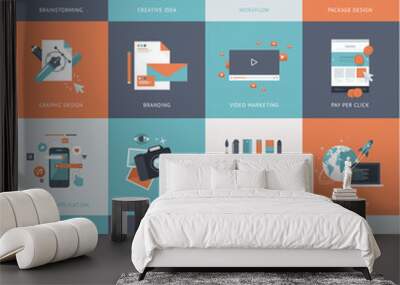 flat design icons for website, app and design development Wall mural