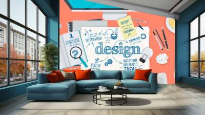 Flat design illustration concept for design process Wall mural