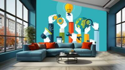 Flat design vector illustration concept for online services Wall mural