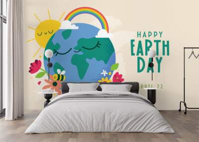 International Mother Earth Day. Ecology, environmental problems and environmental protection. Vector illustration for graphic and web design, business presentation, marketing and print material. Wall mural