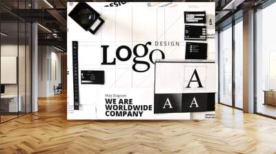 Logo design. Creative concept for website and mobile banner, internet marketing, social media and networking, branding, marketing material, presentation template. Wall mural