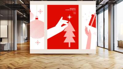 Merry Christmas and Happy New Year greeting card template. Vector illustrations for background, greeting card, party invitation card, website banner, social media banner, marketing material. Wall mural