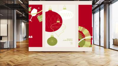 Merry Christmas and Happy New Year greeting cards set. Vector illustration concepts for background, greeting card, party invitation card, website banner, social media banner, marketing material. Wall mural