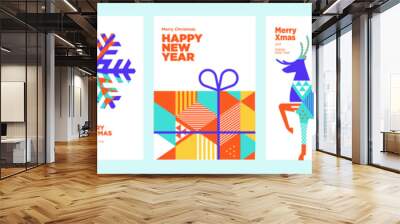 Merry Christmas and Happy New Year greeting cards. Vector illustration concepts for background, greeting card, party invitation card, website banner, social media banner, marketing material. Wall mural