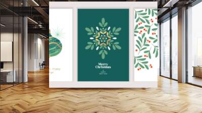 Merry Christmas and Happy New Year. Set of vector illustrations for background, greeting card, party invitation card, website banner, social media banner, marketing material. Wall mural