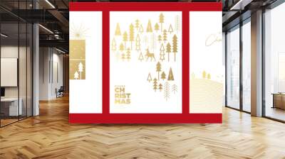 Merry Christmas and Happy New Year. Set of vector illustrations for background, greeting card, party invitation card, website banner, social media banner, marketing material. Wall mural