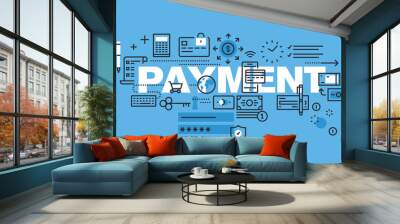 Modern thin line design concept for PAYMENT website banner. Vector illustration concept for shopping, payment method, e-banking. Wall mural