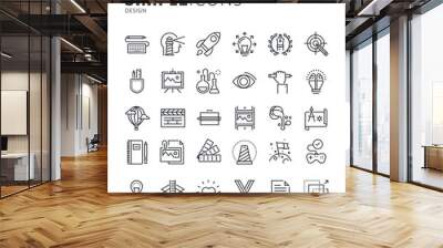 Modern thin line icons of design and art. Premium quality outline symbol collection for web and graphic design, mobile app. Mono linear pictograms, infographics and web elements pack. Wall mural