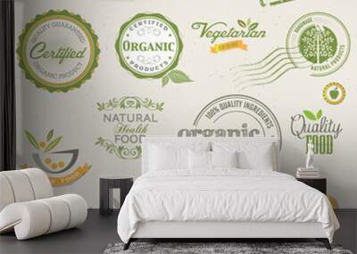 organic food labels and elements Wall mural