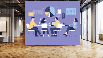 People concept. Vector illustration of  business, data analytics, market research, teamwork and coworking, management, for graphic and web design, business presentation and marketing material. Wall mural