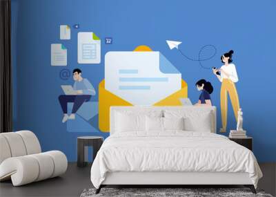 People concept. Vector illustration of email marketing, newsletter, online advertising for graphic and web design, business presentation and marketing material. Wall mural