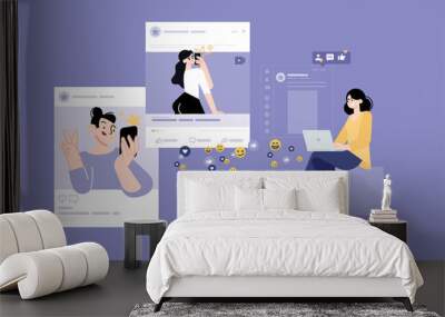 People concept. Vector illustration of social media, influencer, social community, networking, communication for graphic and web design, business presentation and marketing material. Wall mural