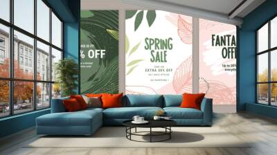 Sale posters design template. Vector illustrations for shopping, e-commerce, social media posts, internet ads, marketing, web banners. Wall mural