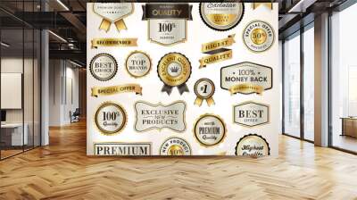 Set luxury labels and ribbons Wall mural