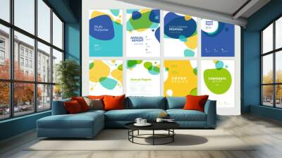 Set of brochure, annual report, flyer design templates in A4 size. Vector illustrations for business presentation, business paper, corporate document cover and layout template designs. Wall mural