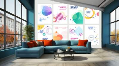 Set of brochure, annual report, flyer design templates in A4 size. Vector illustrations for business presentation, business paper, corporate document cover and layout template designs. Wall mural