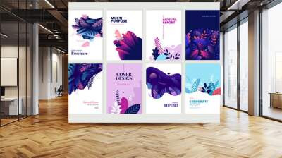 Set of brochure, annual report and cover design templates for beauty, spa, wellness, natural products, cosmetics, fashion, healthcare. Vector illustrations for business presentation, and marketing. Wall mural