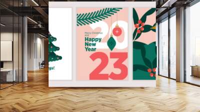 set of christmas and new year 2023 greeting cards. vector illustration concepts for graphic and web  Wall mural