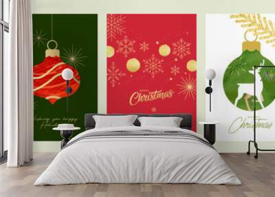 Set of Christmas and New Year 2024 greeting cards. Vector illustration concepts for graphic and web design, social media banner, marketing material. Wall mural