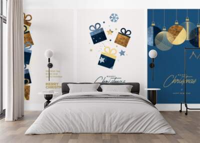 Set of Christmas and New Year Cards. Vector illustration concepts for graphic and web design, social media banner, marketing material. Wall mural