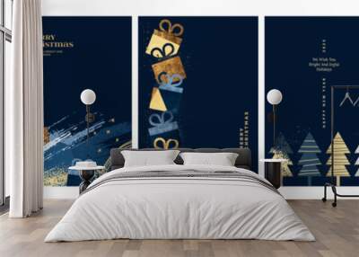 Set of Christmas and New Year Cards. Vector illustration concepts for graphic and web design, social media banner, marketing material. Wall mural