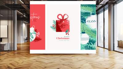 Set of Christmas and New Year Cards. Vector illustration concepts for graphic and web design, social media banner, marketing material. Wall mural