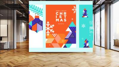 Set of Christmas and New Year greeting cards. Vector illustration concepts for graphic and web design, social media banner, marketing material. Wall mural