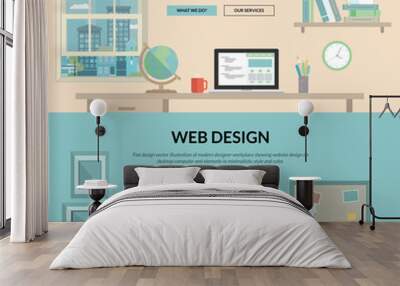 Set of flat design concept for web development Wall mural