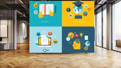 Set of flat design concept icons for education Wall mural