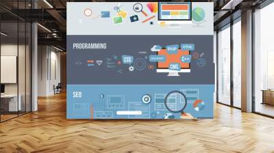 Set of flat design concepts for web development Wall mural