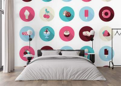 Set of flat design dessert icons Wall mural