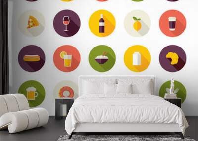 Set of flat design icons for restaurant, food and drink Wall mural