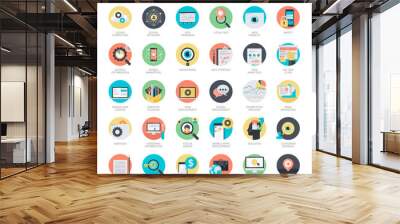 Set of flat design icons for SEO and internet marketing Wall mural