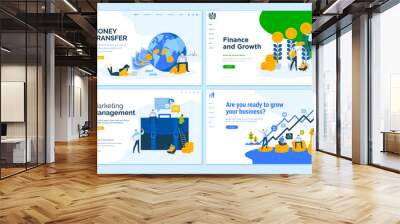 Set of flat design web page templates of business, finance, online money transfer, consulting. Modern vector illustration concepts for website and mobile website development.  Wall mural