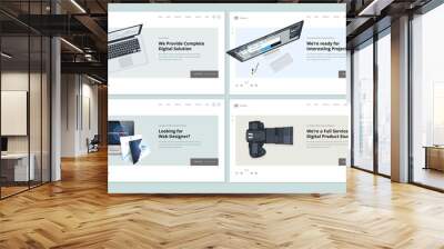 Set of flat design web page templates of web and app design and development, graphic design, video and photo studio. Modern vector illustration concepts for website and mobile website development.  Wall mural