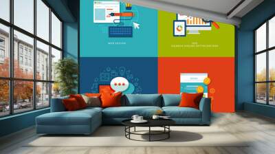 Set of flat icons for web and mobile services and apps Wall mural