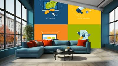 Set of flat icons for web and mobile services and apps Wall mural