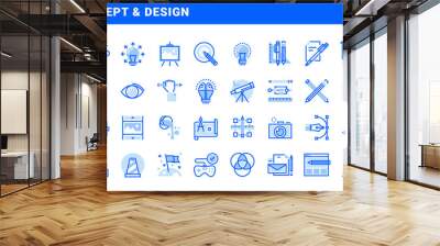 Set of flat line icons of creative concept and design. Vector concepts for website and app design and development. Wall mural