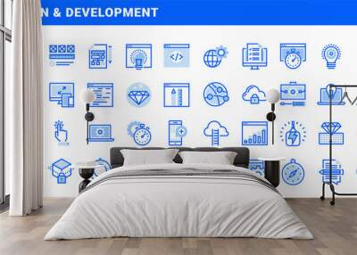 Set of flat line icons of web design and development. Vector concepts for websites, mobile websites and apps. Wall mural