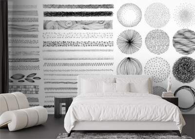 set of hand drawn brush elements, textures and patterns and graphic elements. vector illustration co Wall mural