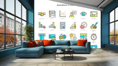 set of line modern color icons for business and finance Wall mural