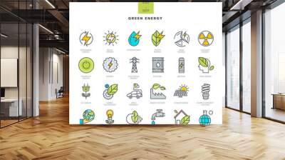 Set of line modern color icons for green energy     Wall mural