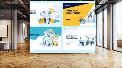 set of web page design templates for business solutions, startup, time management, planning and stra Wall mural