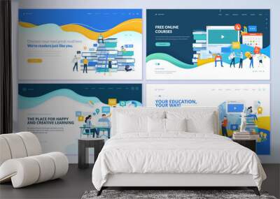 set of web page design templates for distance education, online courses, e-learning, tutorials. mode Wall mural