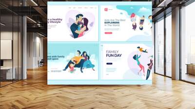 set of web page design templates for family fun and entertainment, children's activities, healthy an Wall mural