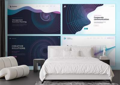 Set of web page design templates with abstract background for business analysis and statistics, management, corporate communication. Modern vector illustration concepts for website development.  Wall mural