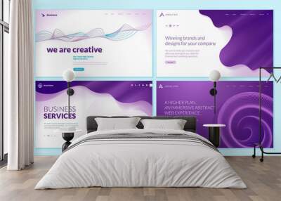 set of web page design templates with abstract background for business services, creative design sol Wall mural