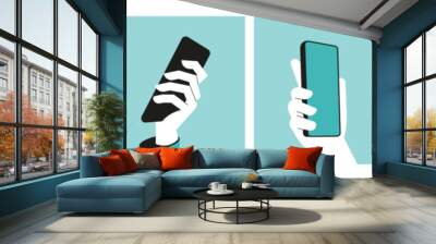 Smartphone. Set of vector illustrations of communication, mobile app, smartphone services. Creative concepts for web banner, social media banner, business presentation, marketing material. Wall mural